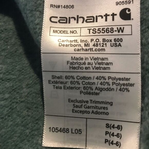 Carhartt Relaxed Fit Lightweight Sweatshirt Women's Size Small (4-6) Teal Green - Picture 7 of 9